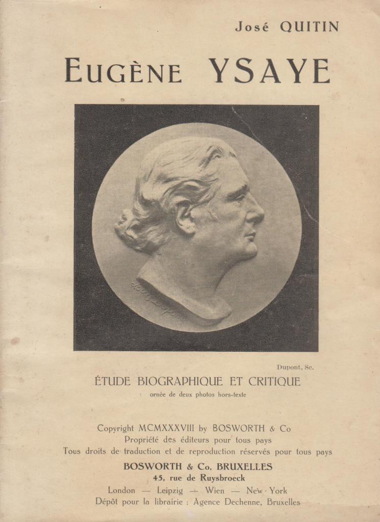 QUITIN : Eugène Ysaye (1938)