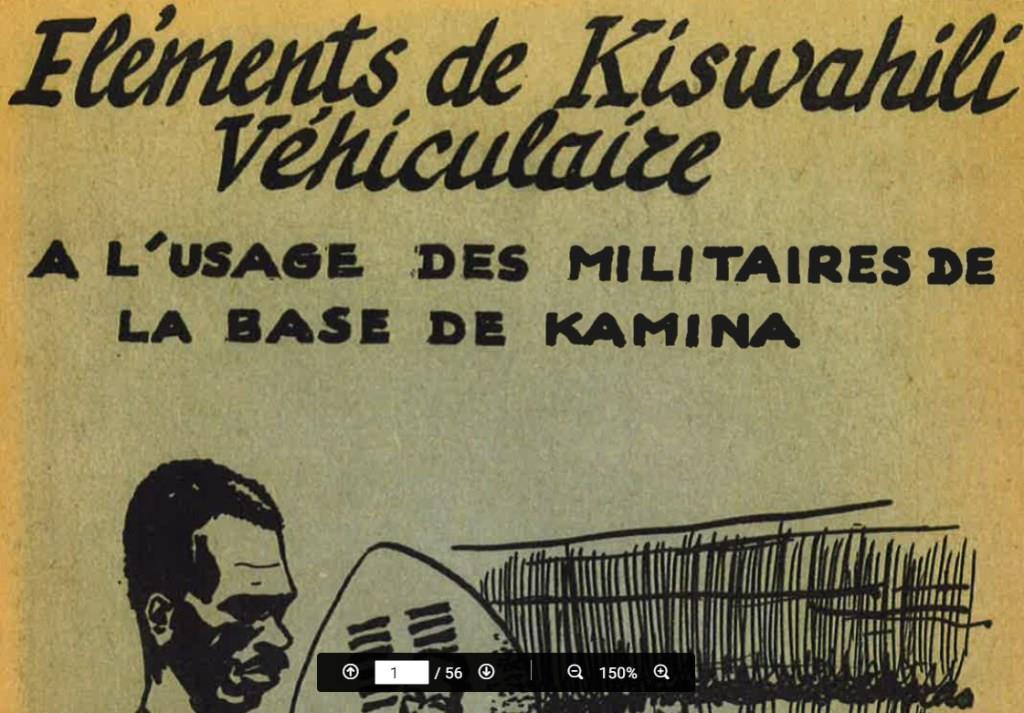 ARMEE BELGE : Eléments de Kiswahili véhiculaire à l’usage des militaires de la base de Kamina