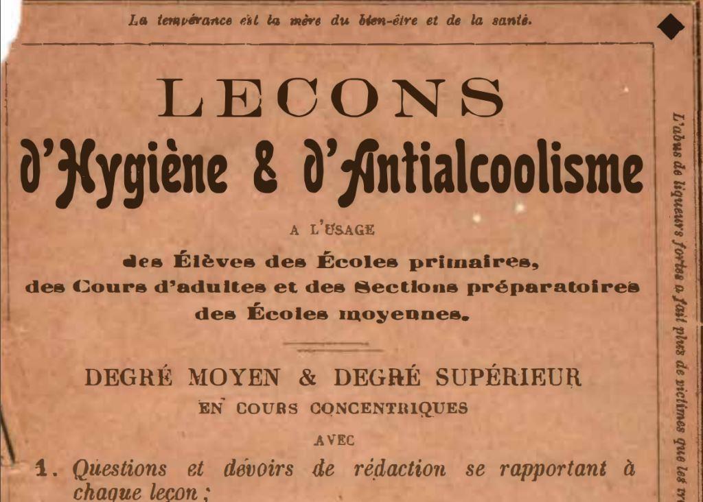 CLOBERT J.-B., Leçons d’hygiène et d’antialcoolisme (1923)