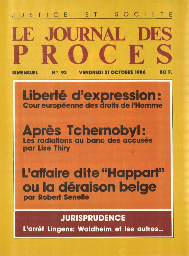 Journal des procès n°093 (31 octobre 1986)