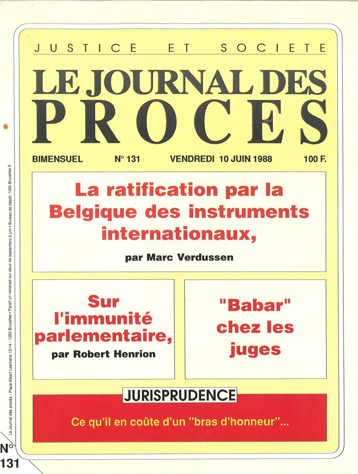 Journal des procès n°131 (10 juin 1988)